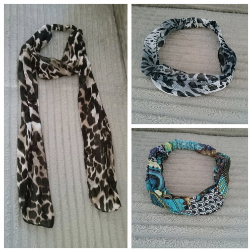 Hair scarves like new, set of 3, with elastic band