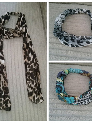 Hair scarves like new, set of 3, with elastic band