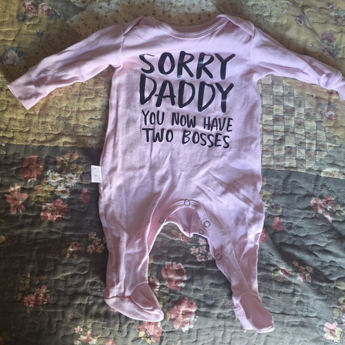 Cotton baby romper pink with print like new, 3-6 months