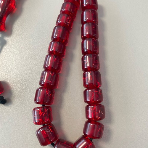 Collectible worry beads with red transparent beads 29.5 cm like new