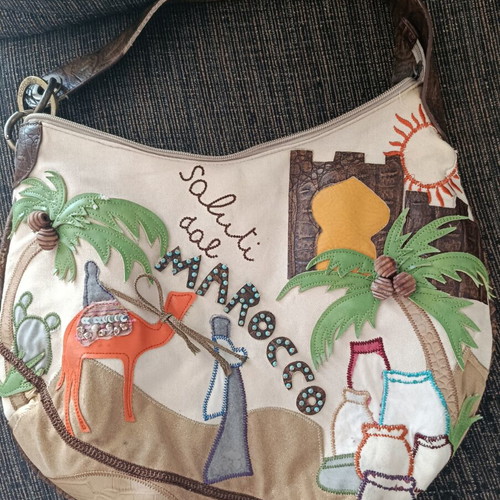 Braccialini shoulder bag boho style used, beige and brown