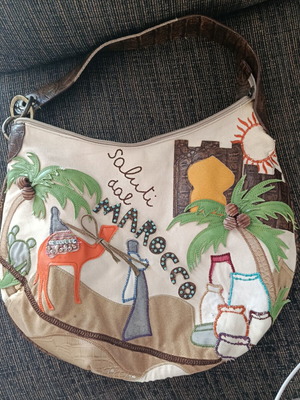 Braccialini shoulder bag boho style used, beige and brown