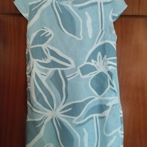 Goose Island linen summer dress like new, size L/XL, white and blue