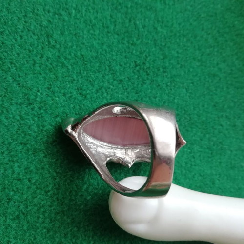 Monopetro ring stainless steel with pink semi-precious stone new