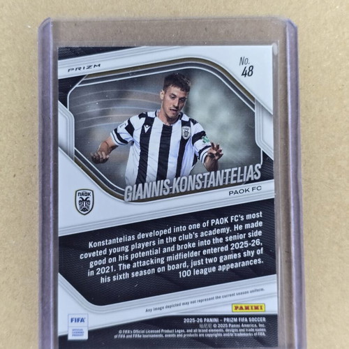 Giannis Konstantelias Silver Prizm Panini FIFA Soccer Card 2025-2026