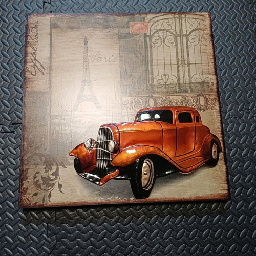 Tin car vintage art print like new, modern art