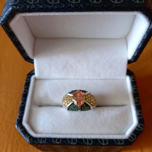 Sterling Silver 925 Platinum Plated Ring with Zircon, Galerie Tsangarakis