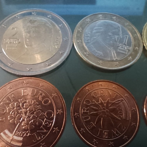 Austria euro coins from 1 cent to 2 euro circulated