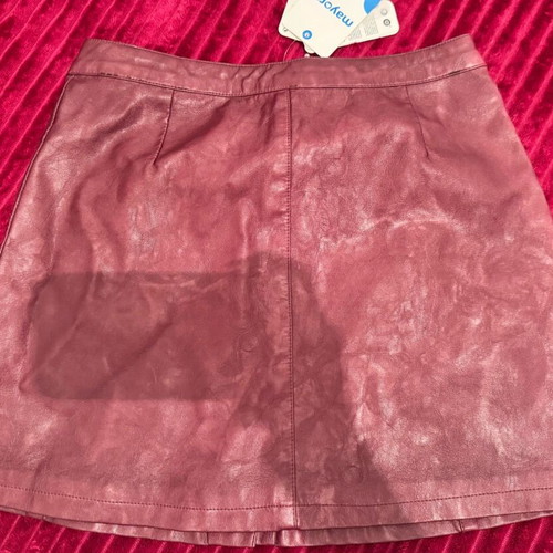 Mayoral Kids Leather Skirt Solid Burgundy New