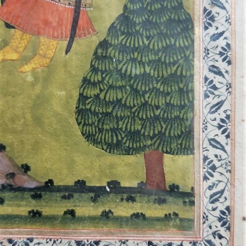 Persian miniature 18th century used, Hunter Behzad