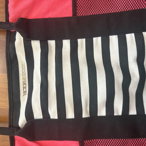 Victoria Secret beach-gym bag used, pink and black striped design