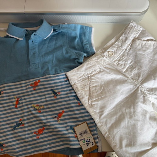 Mothercare boys' set new with tags, white and turquoise