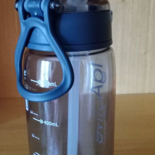Training water bottle gray, height 22 cm