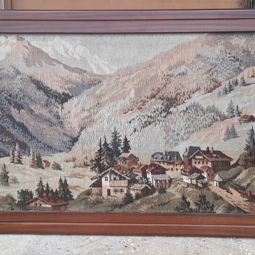 Woven wall embroidery in frame like new