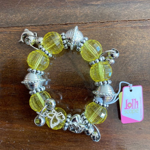 LolliScope elastic women's bracelet new, green and yellow