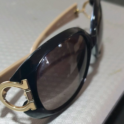 Salvatore Ferragamo SF668S women's semi-oval sunglasses like new, beige plastic