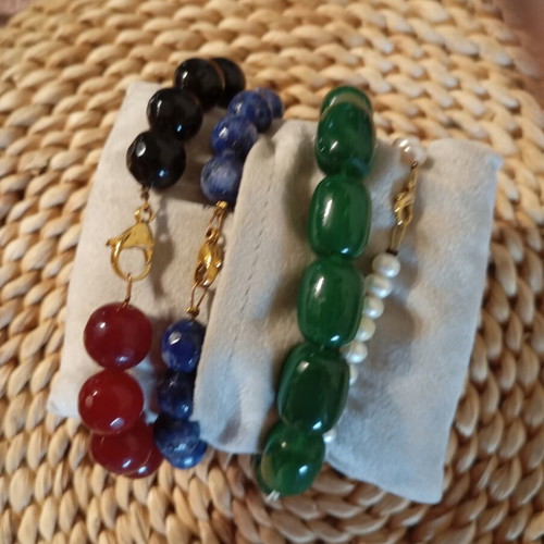 Bracelets set of 4 with natural stones, new, multicolor