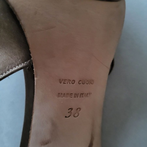 AldoBrue satin peep toe pumps used, size 38, brown with snake skin