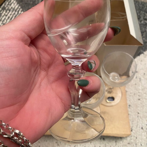 LR Lednicke Rovne Slovakia vintage crystal wine glasses set of 6, like new