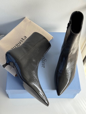 Augusta Paula Patent Leather Boots New, Grey, Size 38