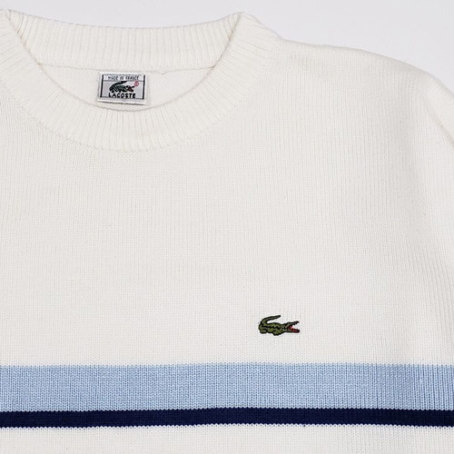 Lacoste knitted pullover sweater L-XL like new, white