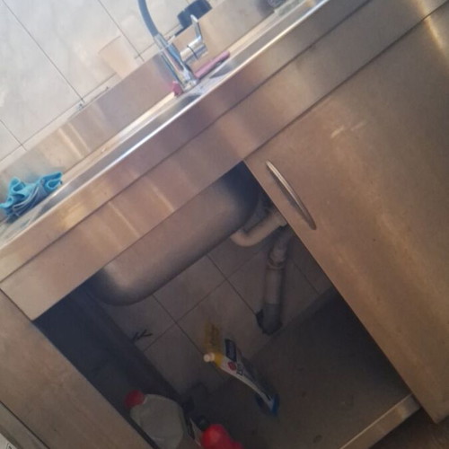 Inox sink with sliding doors like new