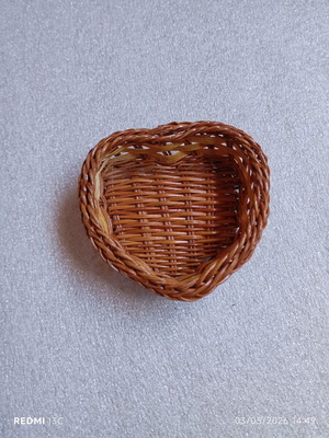 Handmade wicker heart-shaped basket like new vintage