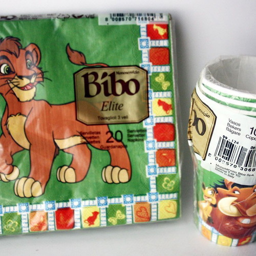 Vintage 90's Lion King Simba's Pride party set 20 napkins 10 cups Bibo new