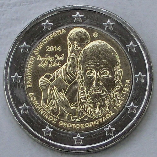 2 Euro Coin commemorating El Greco 2014, like new