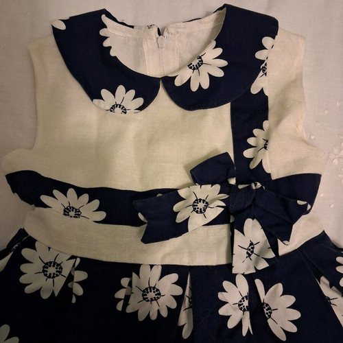 Children's dress 58cm length like new, white and blue for 3 years old