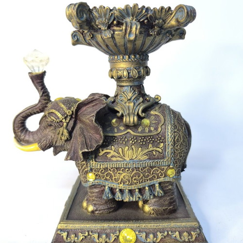 Elephant resin figurine used, candle holder base
