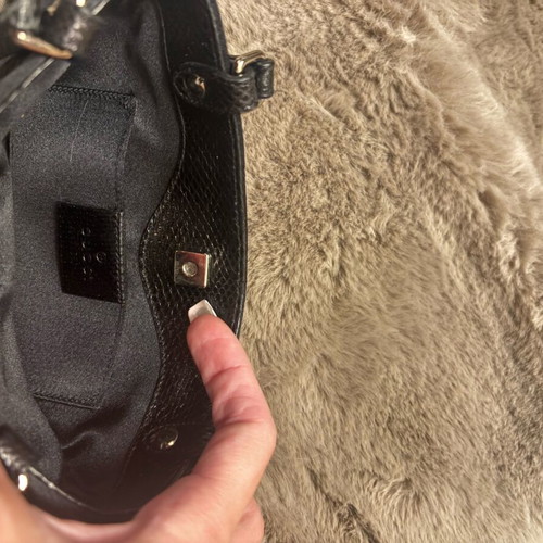 Gucci Interlocking Mini Clutch Bag Silk and Leather Black New