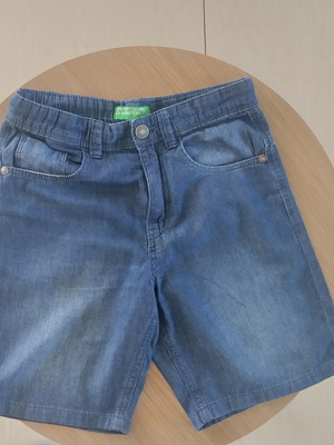 Benetton Boys' Denim Shorts Like New, Blue, Age 7-8