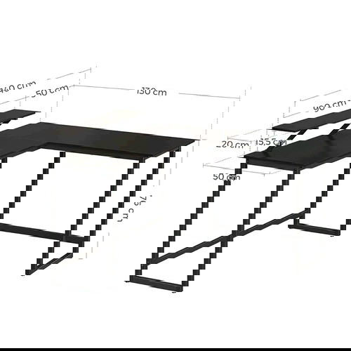 2 Γωνιακα Γραφεία Με Βάση Υπολογιστή (140x130x76) Vasagle LWD56BK