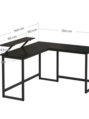 2 Γωνιακα Γραφεία Με Βάση Υπολογιστή (140x130x76) Vasagle LWD56BK