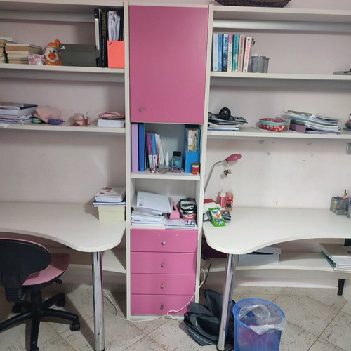 Double bookshelf with Neoset desks like new