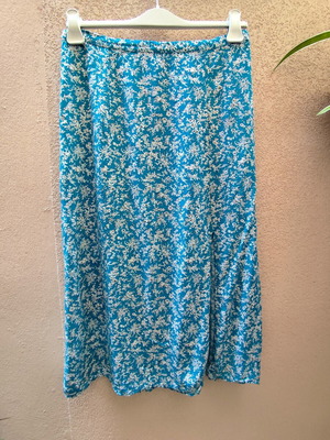 Ovs Midi Viscose Skirt floral like new, white and blue