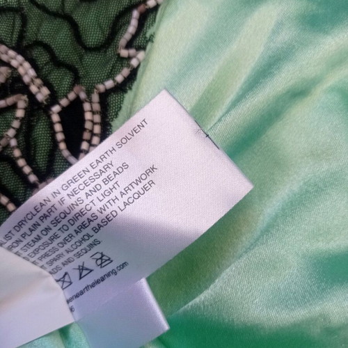 Marcelane Silk Shell Embellished Floral Blouse Green XL Like New