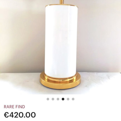 Vintage Italian Table Lamp White like new Porcelain with Brass Gilded Details