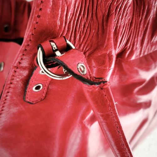 Vintage leather shoulder bag red, made in Paris, new