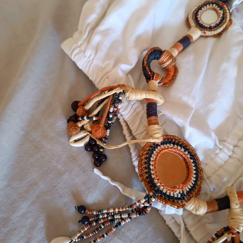 Boho handmade knitted necklace used