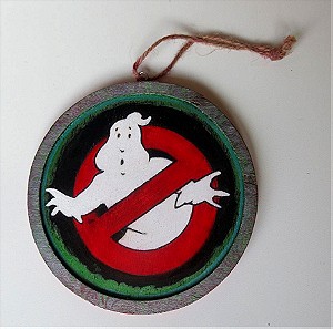 Κρεμαστό Ξύλινο Διακοσμητικό Καδράκι "Ghost Busters Christmas Logo " - Χειροποίητο