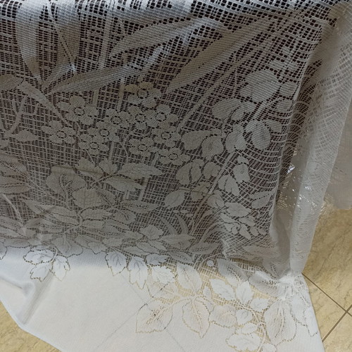 Curtain fabric lace white new 8.50x2.80