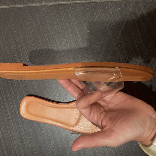 Flat sandals with transparency size 37 like new, beige