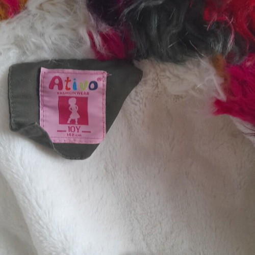 Ativo khaki jacket with multicolor fur for 10 years, 142 cm new