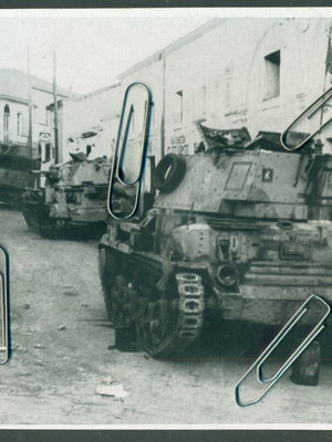 Old photo 1941 used, German occupation, Kozani with destroyed English tanks