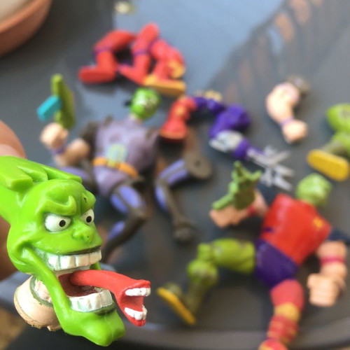 The Mask figures used vintage toys with sound and interchangeable parts