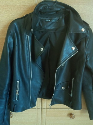 Leather jacket Shein used, black, size M