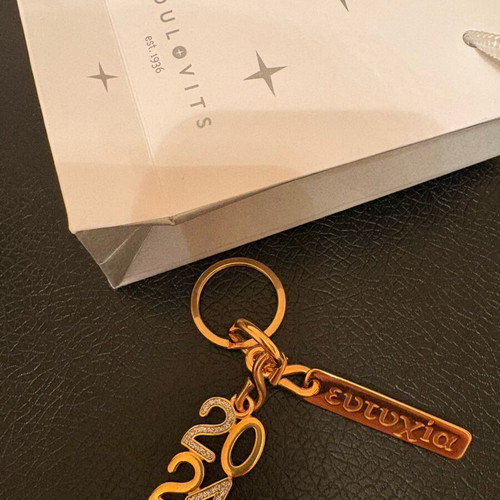 Zoulovits 2024 Keychain with 'ευτυχία' Gold Color New