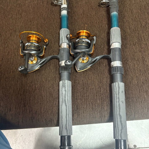 Fishing rods 4 meters with reels new, set of 2 pieces